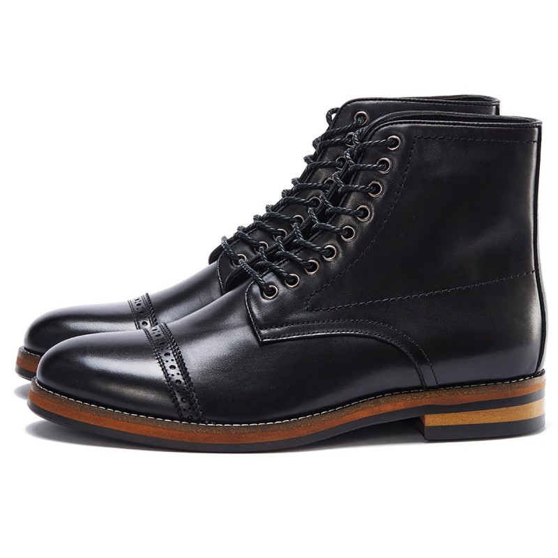 Brown High Men’s Mid-Top Martin Boots Classic Lace-Up Ankle Boots