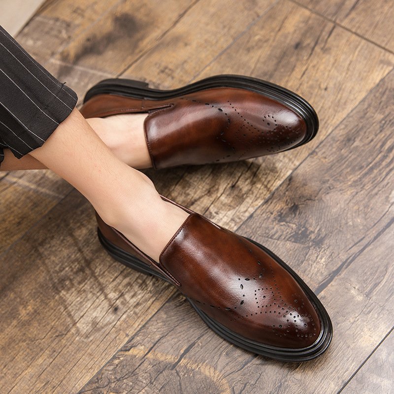 Big Size Men’s Leather Shoes Slip-On Loafers, Comfortable Soft Leather Business Casual Shoes Lightweight Breathable Formal Walking Footwear