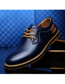 Low Cut Lace Up Casual Leather Shoes With Hand Stitched Detailing