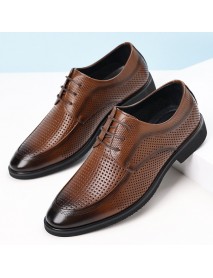 Leather Dress Shoes For Commuting With A Non-slip Round Toe