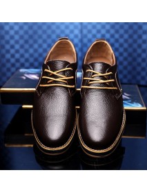 Low Cut Lace Up Casual Leather Shoes With Hand Stitched Detailing