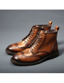 Mens Trendy Casual Thick-soled Leather Boots